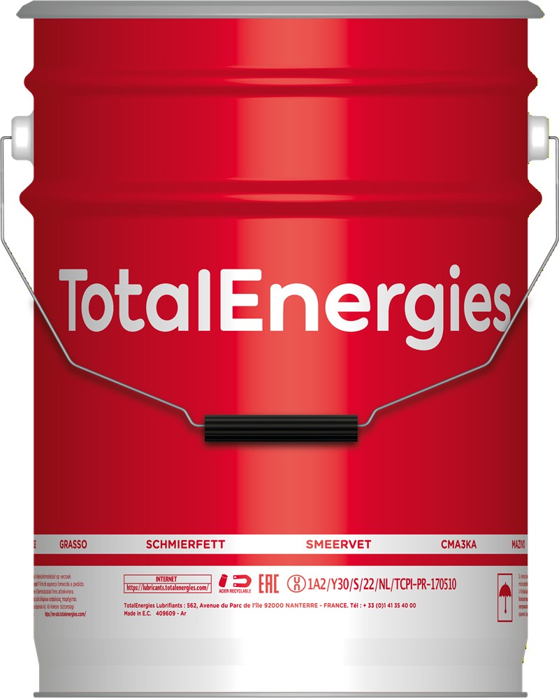 TOTAL MULTIS MS 2 - 18kg plastické mazivo pro extrémní tlaky na bázi lithium kalcium se sirníkem molybdenu.